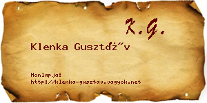 Klenka Gusztáv névjegykártya